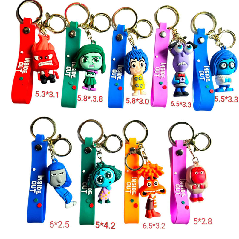 Inside Out Keychain Cartoon Bracelet Keyring 3D Figure Backpack Decor (30PCS)