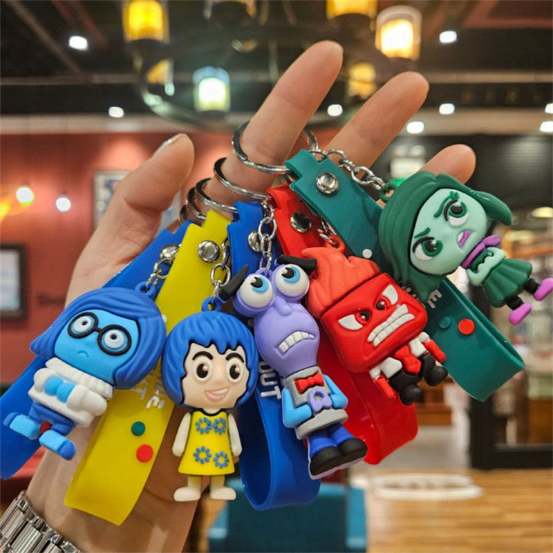 Inside Out Keychain Cartoon Bracelet Keyring 3D Figure Backpack Decor (30PCS)