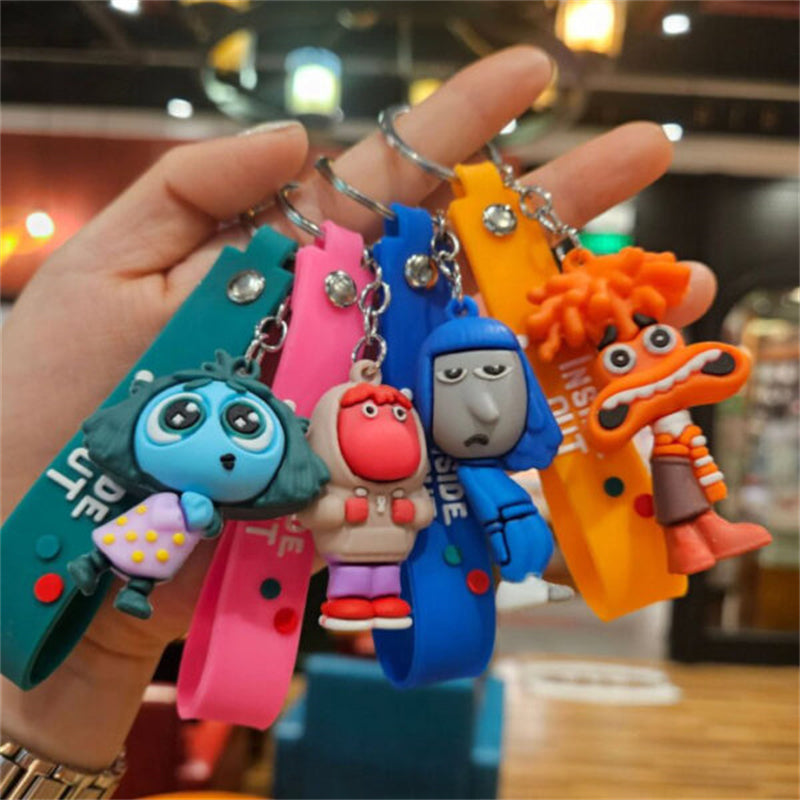 Inside Out Keychain Cartoon Bracelet Keyring 3D Figure Backpack Decor (30PCS)