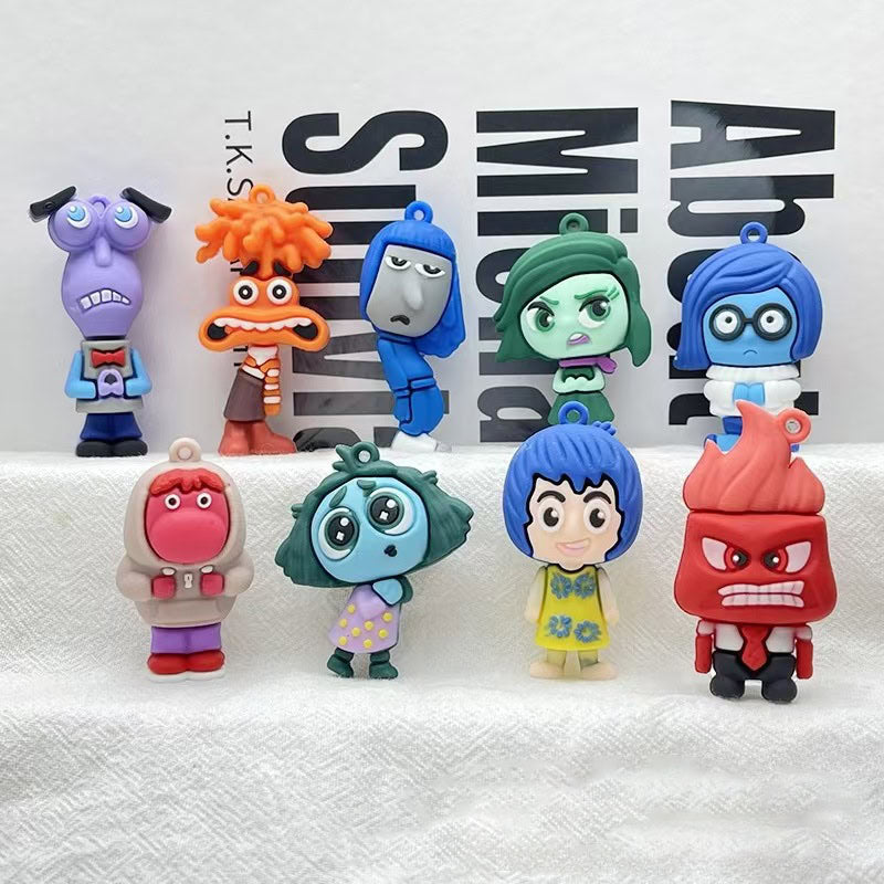 Inside Out Keychain Cartoon Bracelet Keyring 3D Figure Backpack Decor (30PCS)