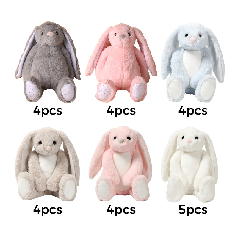 Long-Ear Bunny Plush Toys for Easter 2 Styles Mixed (25PCS Bulk)