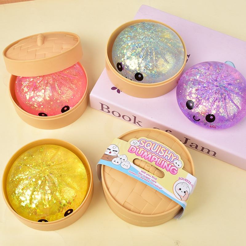 SUBLER Squishy Toys Blind Box Soft Sensory Squeeze Dumpling Toys Rare Golden Rainbow Bobun Stress Relief Toys 12pcs