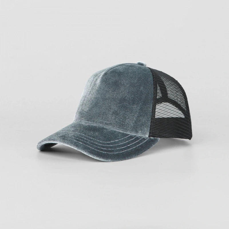 Premium Blank Velvet 5 Panel Trucker Hat - Luxury Mesh Back Cap | Wholesale Mixed Orders