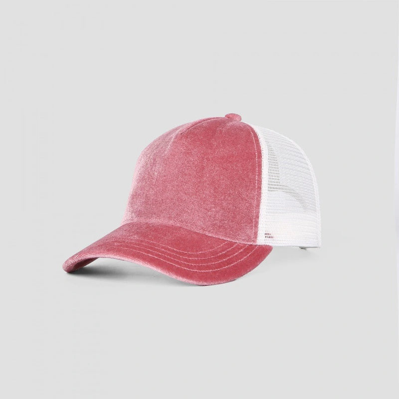 Premium Blank Velvet 5 Panel Trucker Hat - Luxury Mesh Back Cap | Wholesale Mixed Orders