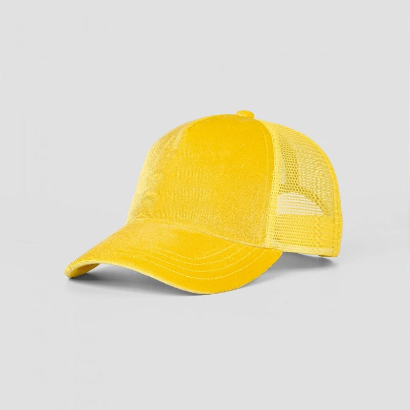 Premium Blank Velvet 5 Panel Trucker Hat - Luxury Mesh Back Cap | Wholesale Mixed Orders