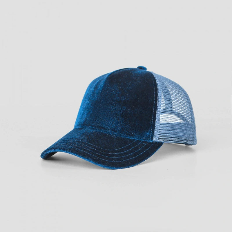 Premium Blank Velvet 5 Panel Trucker Hat - Luxury Mesh Back Cap | Wholesale Mixed Orders