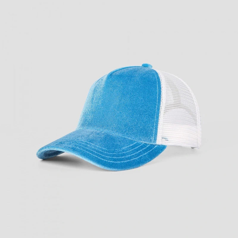 Premium Blank Velvet 5 Panel Trucker Hat - Luxury Mesh Back Cap | Wholesale Mixed Orders