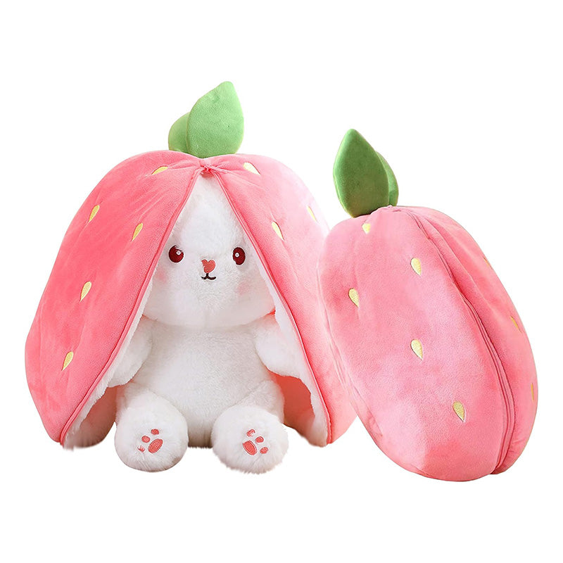 Reversible Bunny Rabbit & Strawberry Plush Pillow Doll for Easter (25PCS)