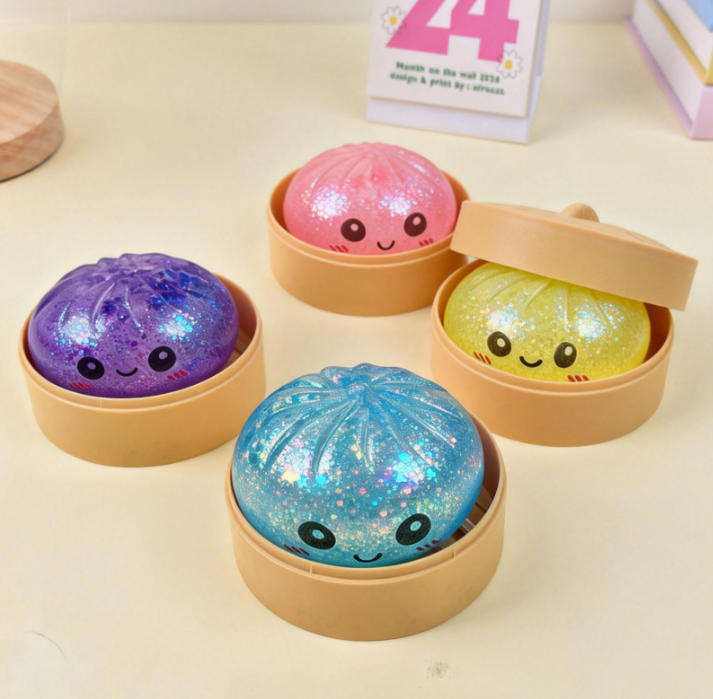 SUBLER Squishy Toys Blind Box Soft Sensory Squeeze Dumpling Toys Rare Golden Rainbow Bobun Stress Relief Toys 12pcs