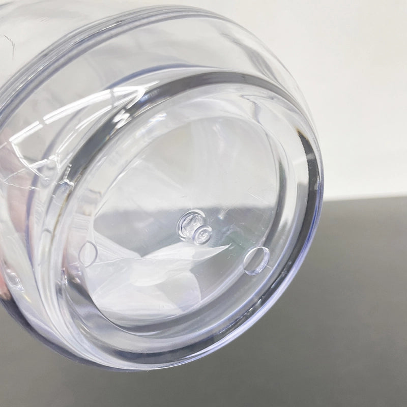USA Warehouse Snow Globe 20oz Plastic Mason Jars with Handles (Pre-drilled Hole and Plug)