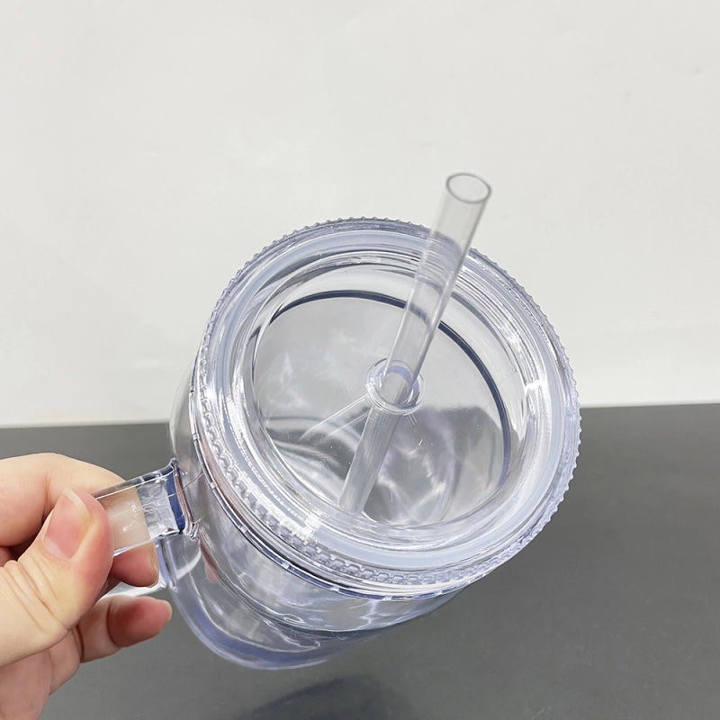 USA Warehouse Snow Globe 20oz Plastic Mason Jars with Handles (Pre-drilled Hole and Plug)
