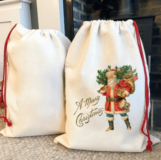 Sublimation Blank Santa Sacks - Drawstring Christmas Gift Bags for Heat Transfer | Subler