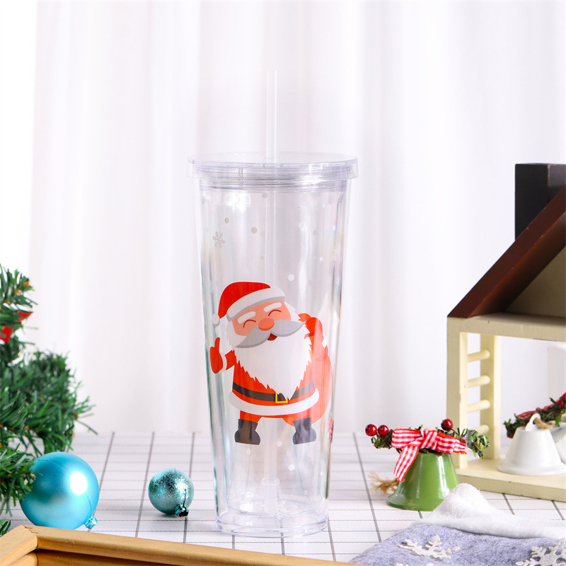 40pcs Christmas 24oz Snow Globe Tumbler with Lid & Straw Wholesale Bulk