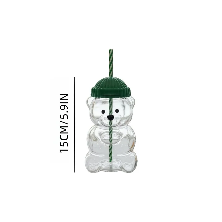 20oz Cute Bear Sublimation Glass Can with Straw & Lid | Starbucks Style Christmas Blank - Subler